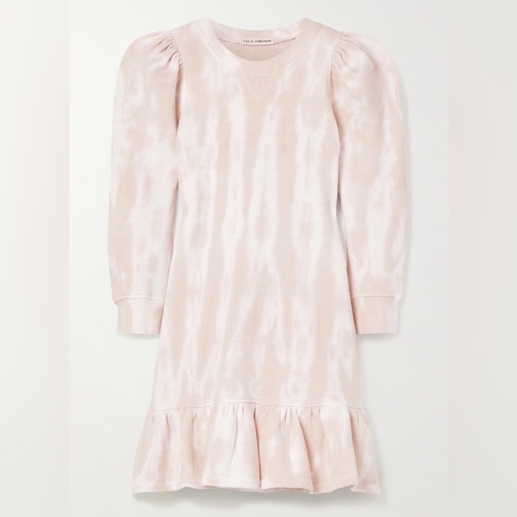 Ulla Johnson Eli Ruffled Tie-Dyed Cotton Jersey Mini Sweatshirt Dress - Picture 3 of 7